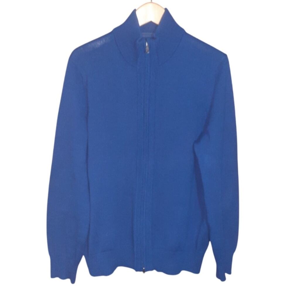 Banana Republic Mens Blue Full Zip Elbow Patch Sleeves Cardigan Sweater Size L